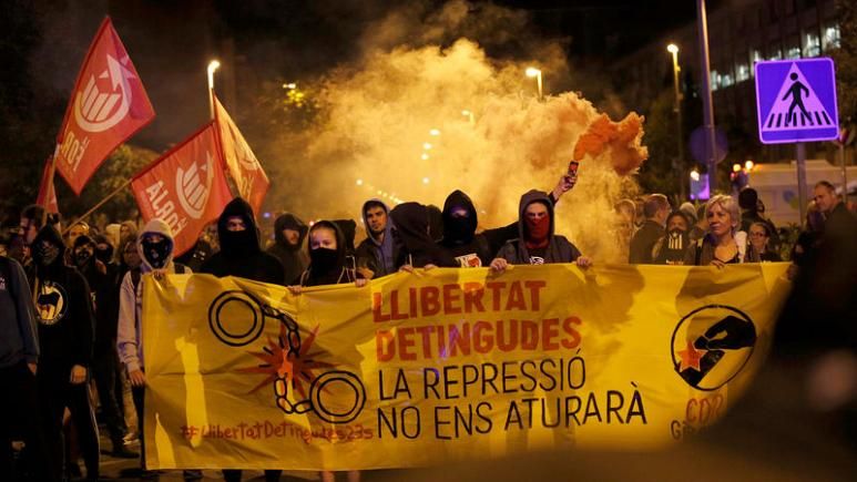 Catalan separatists protest on anniversary of banned independence referendum